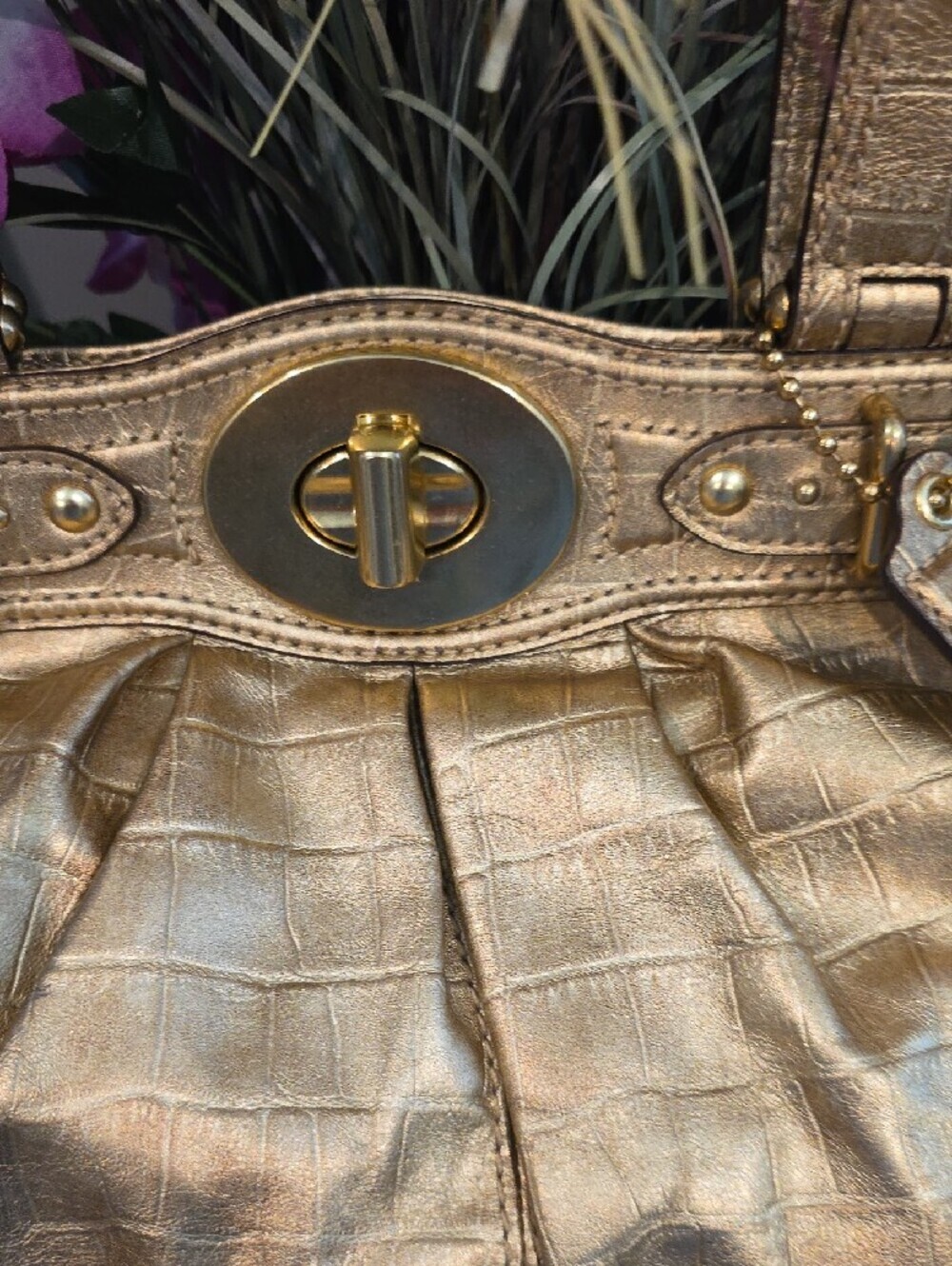 Coach Gold Metallic Garnet Satchel - Picture 2 of 11